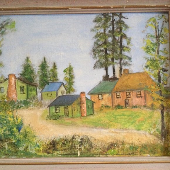Vintage original oil painting on canvas board landscape framed - Picture 6 of 7